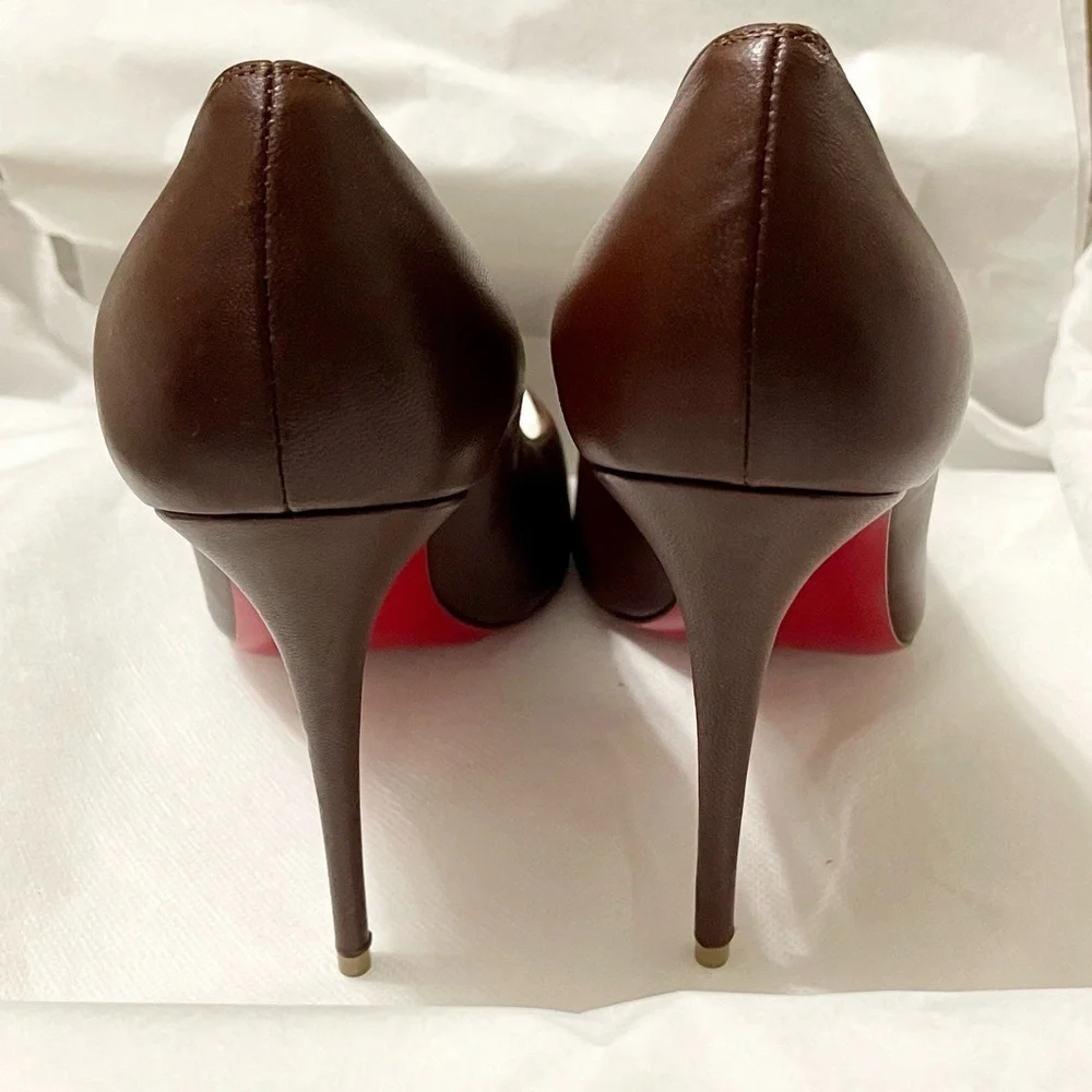 Christian Louboutin Kate 100mm. Napa lux supple leather chocolate brown EU37 - Picture 9 of 12